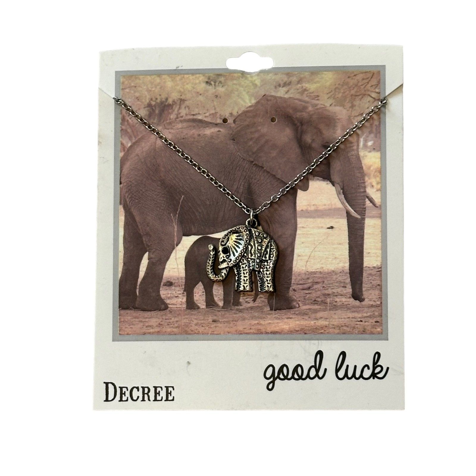 Decree Good Luck Silver-Toned Elephant Necklace Nwt 15$